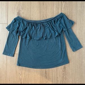 AE Teal Off the Shoulder Shirt